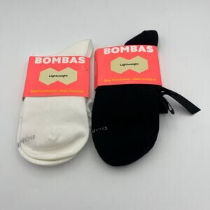 Bombas Women's Lightweight Bow Quarter Socks Black And White Size M. NEW